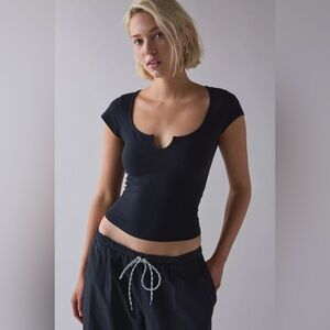 Urban Outfitters Out From Under Notch-Front Cotton Compression Baby Tee